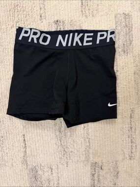 Nike Pro Black Compression Training Shorts with White Logo